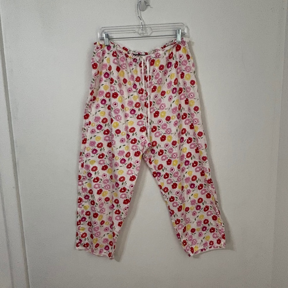 Lands End Pajama Set Floral Cottagecore Button Camisole Crop Pants Women L 14-16 - Picture 4 of 11